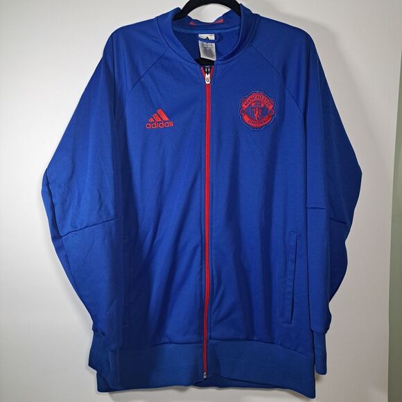 ADIDAS MEN FC MANCHESTER UNITED JACKET TRAINING SOCCER FOOTBALL SIZE Large - Picture 1 of 9